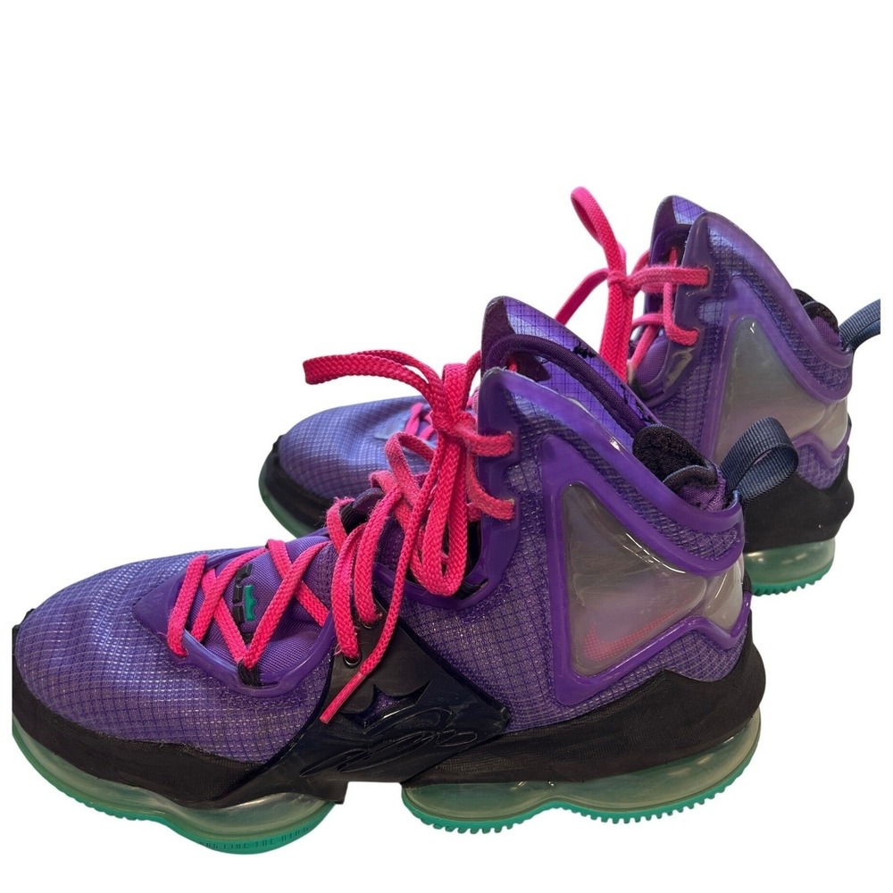 Nike LeBron 19 Purple Pink Green Basketball Shoes CZ0203-500 Mens 7 Womens 8.5